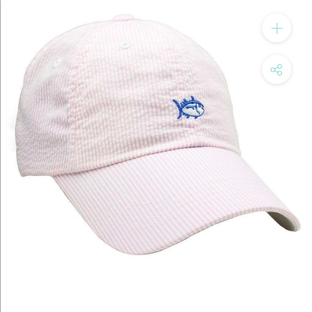 Southern Tide — skipjack hat in pink seersucker